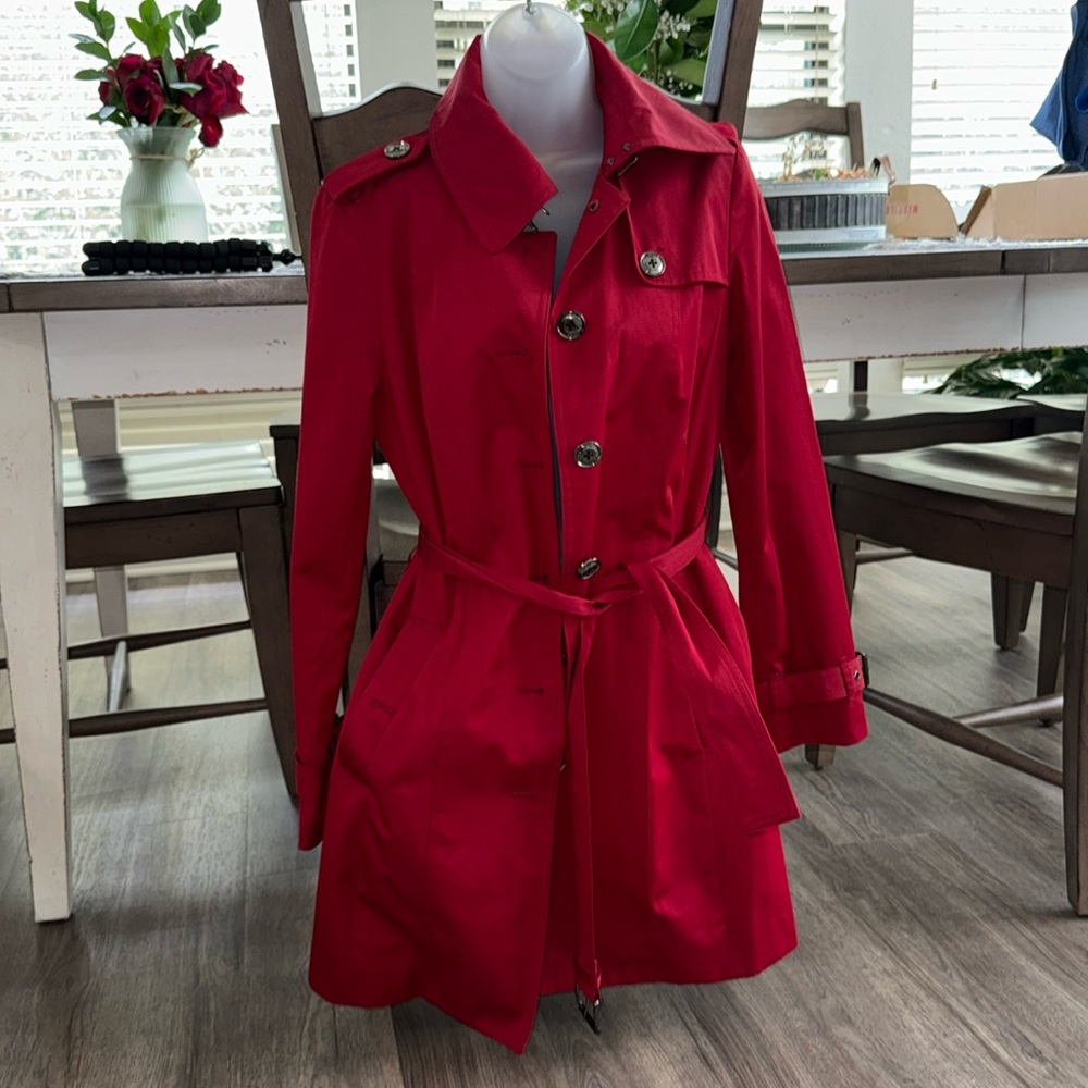 Red Michael Kors Trench Coat